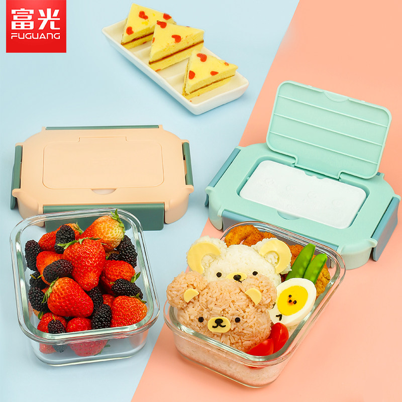 Fuguang fresh-keeping box heating glass lunch box heat-resistant microwave oven special bowl office worker fruit salad lunch box