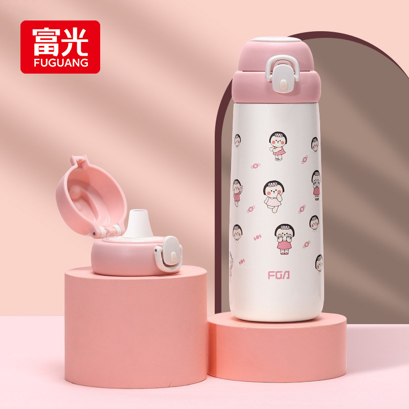Fuguang children's insulation cup pupil straw high capacity 316 high value girl cartoon lovely to school cup