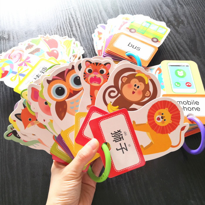 Large Circle Circle Children's Baby Enlightenment Literacy Cards Early Teach Flash Cards Cognitive look at the figure English single word memory card