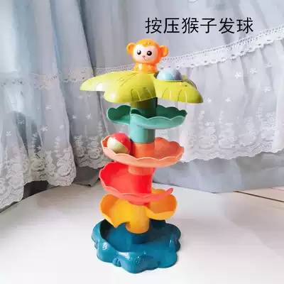 Baby puzzle track rolling ball sliding ball tower 0-1-2-3-year-old baby early education stacking music children's turn around toys