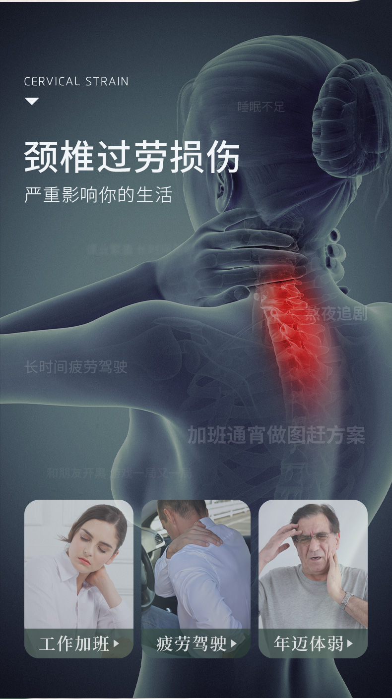 金凯瑞 豪华版 多功能颈肩按摩电动枕头 图3