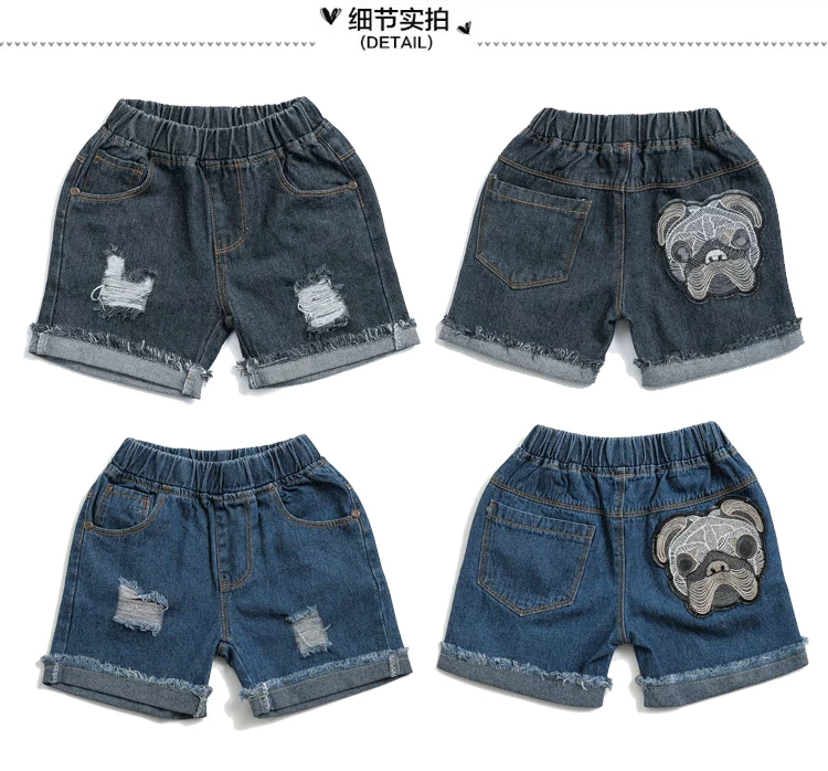 Trai quần short mùa hè 2018 mới lỏng phần mỏng trẻ em lớn lỗ quần trẻ em quần short denim Hàn Quốc phiên bản của thủy triều