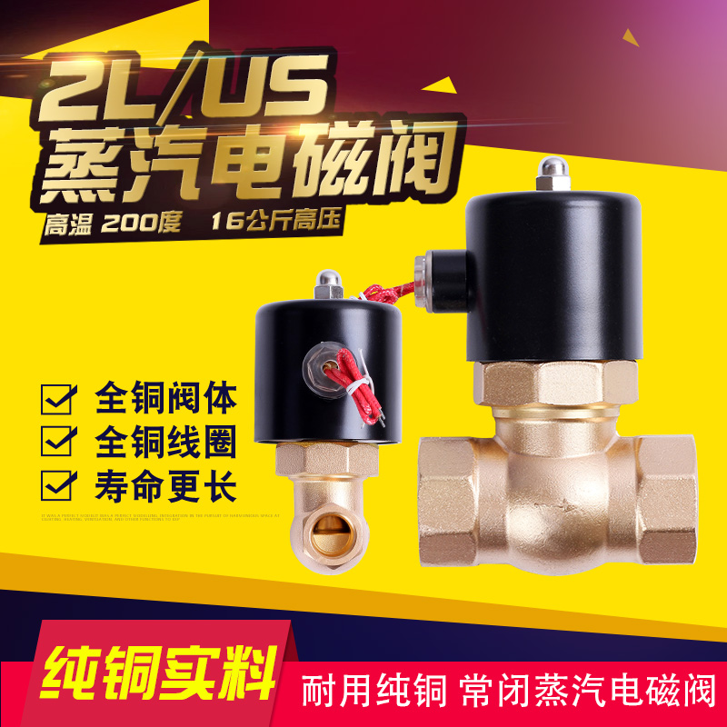 Steam solenoid valve 2L steam solenoid valve US high temperature steam high pressure 16 kg copper high temperature 200 degrees