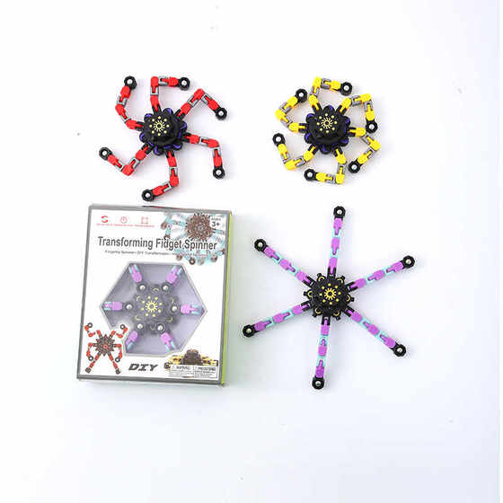 可变形指尖机械陀螺儿童玩具魔幻旋转发光黑科技手指解压神器男孩