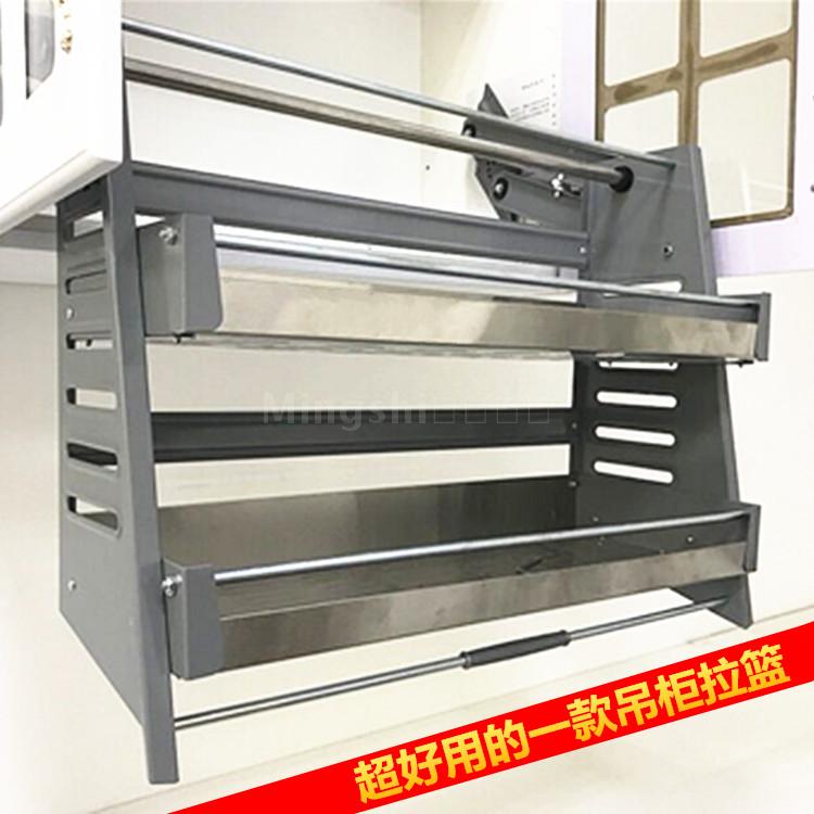Kitchen wall cabinet stainless steel pull basket The whole cabinet can be stored on the cabinet lifting pull basket High cabinet pull down basket