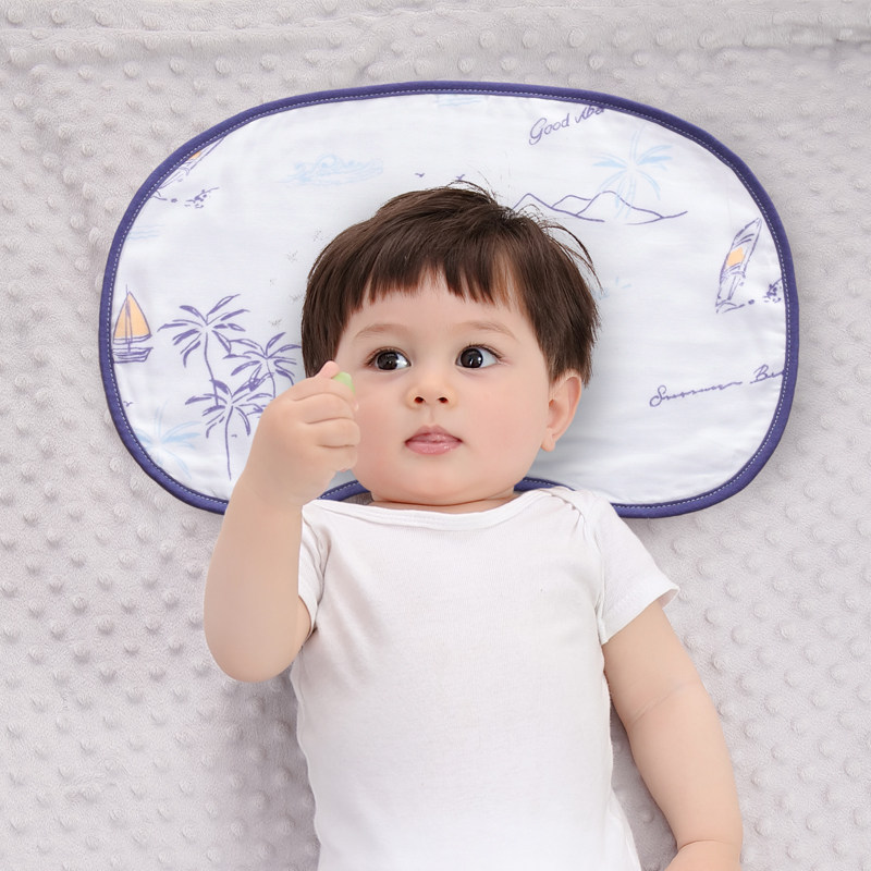 Newborn baby pillow flat pillows 0-3 months Baby anti-tween milk cushion ten layers of pure cotton nascent breathable summer cloud sheet pillows