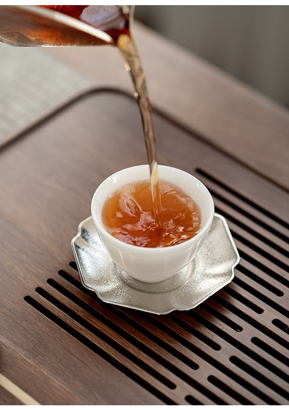 Đế lót ly bằng đồng thủ công, đĩa cách nhiệt chống trượt, lót ly bằng đồng, lót ly trà lá sen, bộ ấm trà Kung Fu Nhật Bản, phụ kiện trà đạo