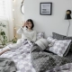 ins gió tấm đỏ ròng trên tâm trí đơn giản ký túc xá ba mảnh tấm được trang bị giường 4 gia đình bốn bông chăn bông cô gái của - Bộ đồ giường bốn mảnh