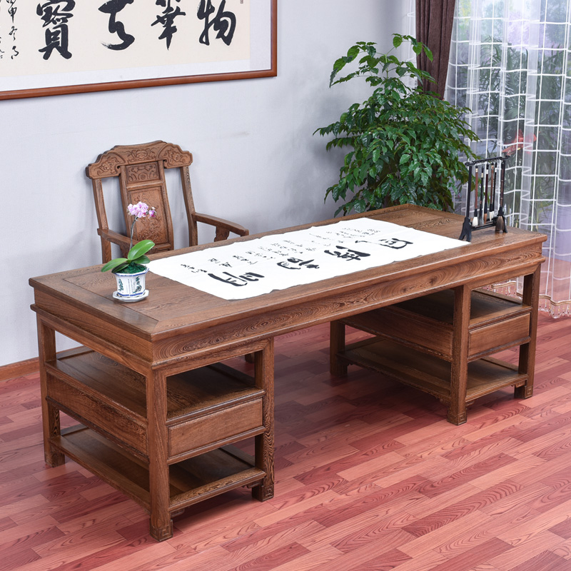 Mahogany furniture chicken wing wood office desk and chair combination desk Chinese painting and calligraphy table solid wood antique study painting table