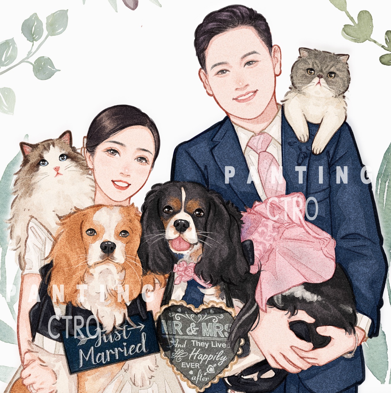手描きの結婚式の写真、結婚式の招待状、ロゴ、家族の肖像画、漫画のカップル、ペットの肖像画、人間の形のスタンドの結婚式