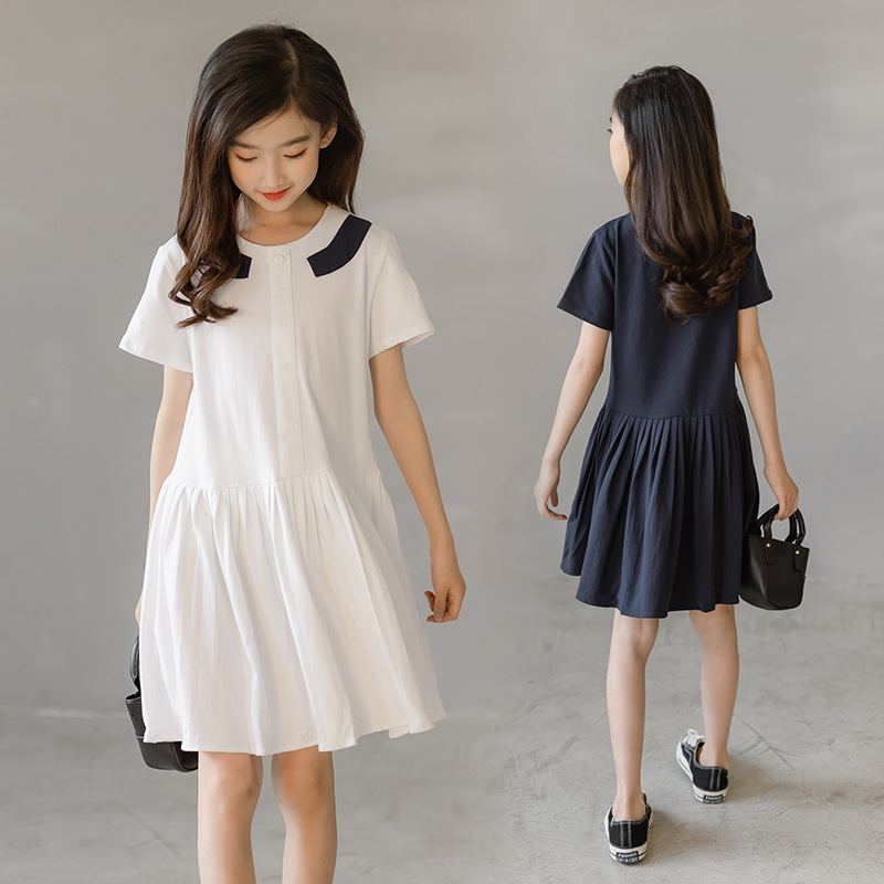 2021 summer new middle-aged children's Korean version of the fashion trend temperament dress girls college style pleated princess skirt