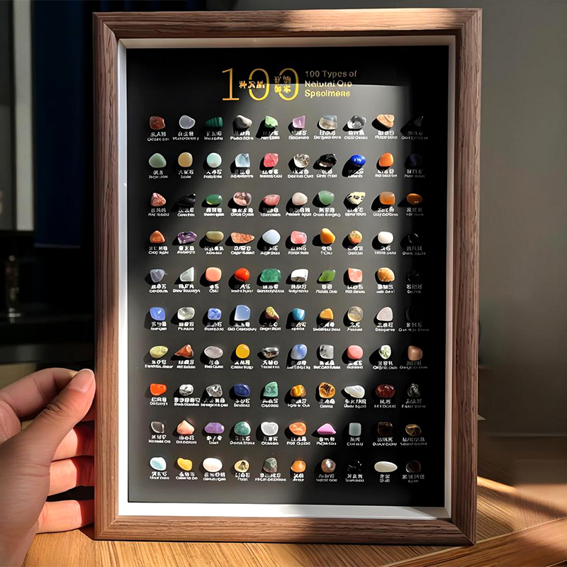 100 Kinds of Natural Mineral Specimen Ornaments for Study Desk, Children's Room Decoration, Gemstone Science Gifts, Wall Hangings