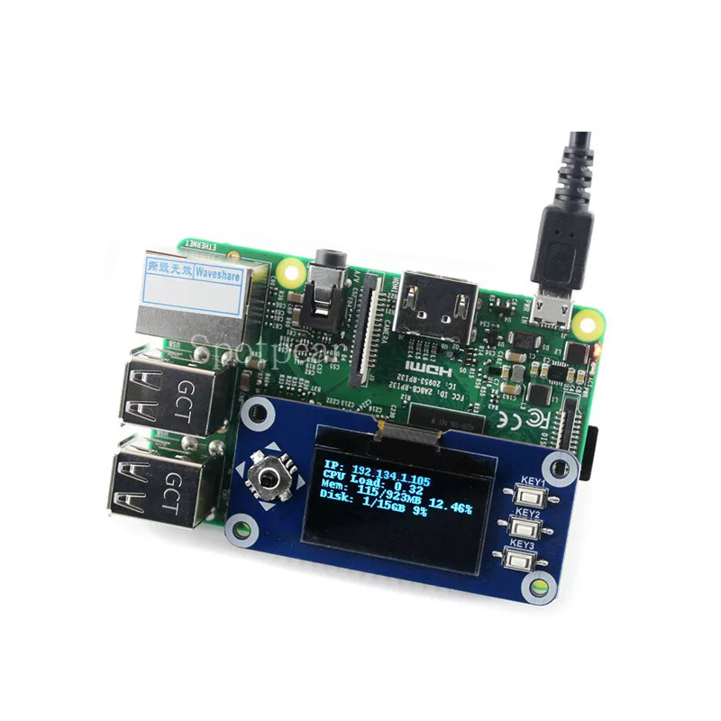 Подходит для Raspberry Pi 3B/4B Zero W 1.3-дюймовый OLED LCD дисплей 1.3 дюйма