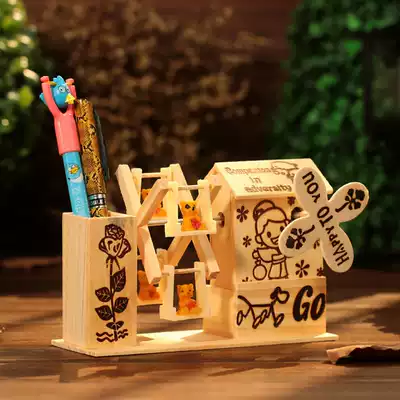 Kindergarten prize creative cartoon children's music box pen holder children gift children cute wooden windmill