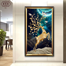 Home entrance decorative painting high-end corridor aisle murals vertical painting modern simple living room light luxury European deer