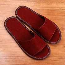 Summer cotton linen slippers for men and women home indoor floor thickened non-slip Four Seasons fabric cotton and linen slippers deodorant