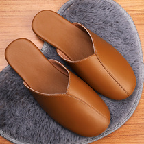 Day Series Wind PU Leather Spring Summer Silent Floor Slipper Room Endothelium Slippers Day Style Male And Female Non-slip Soft Bottom Leather Slippers