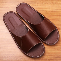 Haining cowhide slippers female couple home leather indoor summer household non-slip deodorant cool slippers men