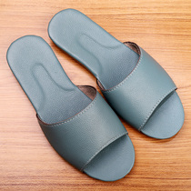 Summer home indoor mens and womens real leather slippers Home lovers non-slip wooden floor Summer stinky pito shoes