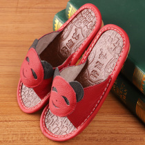 Cow Leather Slippers Summer Boy Girl Cute Cartoon Small CUHK Kid Soft Bottom Non-slip Indoor Baby Cool Slippers Summer