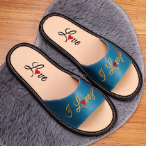 Haining Genuine Leather Sandals Womens Home Indoor Home Non-slip Summer Silent Home Thick Bottoms Lovers Slippers