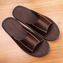 Haining mens slippers summer new sandals household womens summer lovers indoor home home non-slip leather slippers