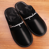 Winter warm sheepskin cotton slippers couples home non-slip indoor leather slippers men simple fashion slippers women