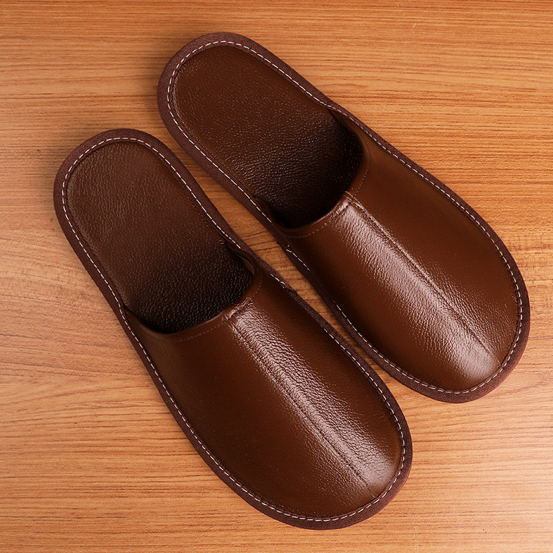 Handmade Spring Autumn Season Baotou Genuine Leather Face Slippers Men's House No Foot Odor Anti Slip Soft Bottom Waterproof Bull Leather Bottom Slippers Woman