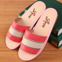 Summer cow leather home male and female non-slip genuine leather face slippers Home In-home Deodorant Couple Cool Slippers summer