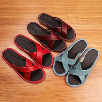 Cowhide slippers Home summer men and women home lovers indoor wear thick bottom non-slip floor Summer X with cool drag