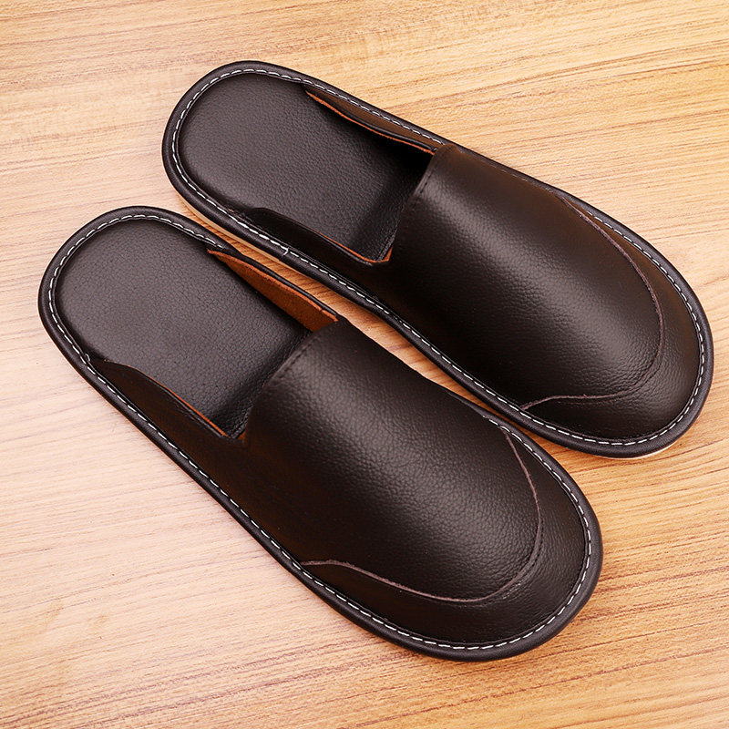 Spring and Autumn style home baotou cofskin slippers lovers indoor floor month home men non-slip leather slippers women