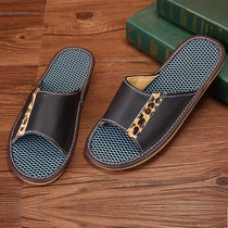 Haining slippers women Summer indoor slippers leather cowhide massage non-slip midsole home indoor silent leather slippers
