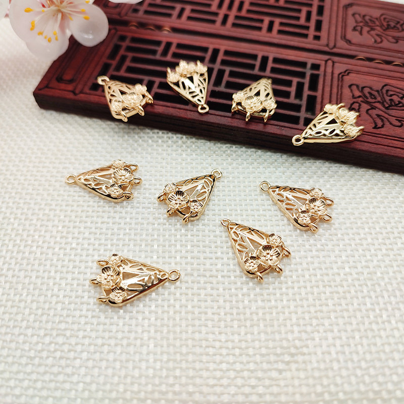12*20mm drop-shaped plum blossom three-hole cast copper tassel connection accessories antique handmade diy hair accessories hairpin material