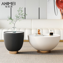 Italian light luxury creative coffee table modern minimalist style round slate small apartment living room Hong Kong style designer furniture