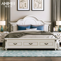 American bed double bed 1 8 meters European bed solid wood bed storage princess bed master bed simple furniture 1 5 meters bed