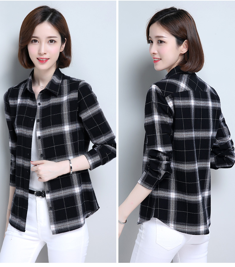 Xuân Nguyên mới xuân dài tay áo xám đen trẻ em áo ve áo mỏng áo cotton mẹ trung niên tự canh áo sơ mi voan kiểu hàn quốc