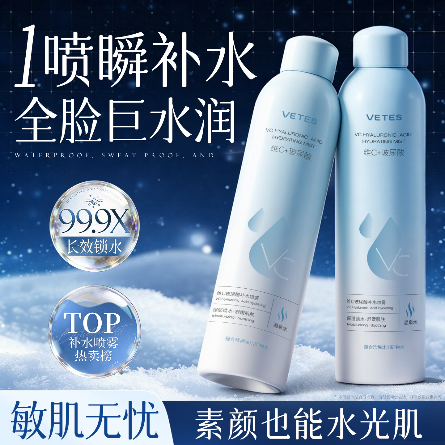 ヒアルロン酸配合保湿スプレー化粧水、低分子メイクアップベース、秋冬用保湿マスク、公式旗艦店、正規品。