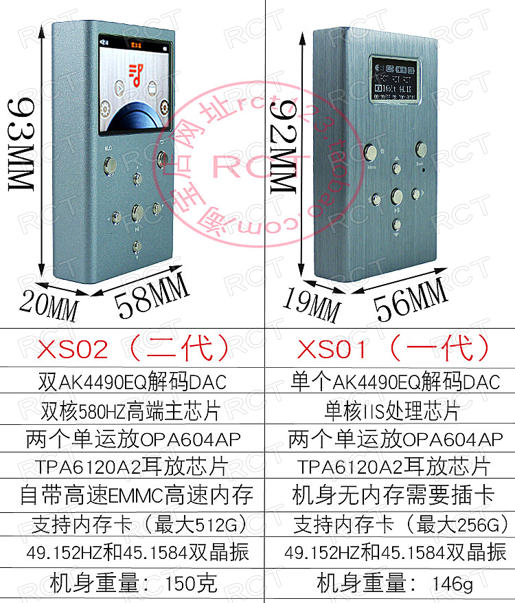 Vỏ thuốc lá tìm kiếm âm thanh RCT ba thế hệ XS03 2 thế hệ 1 giải pháp cứng DSD đôi AK4493 máy nghe nhạc MP3 không phá hủy - Trình phát TV thông minh máy chiếu mini
