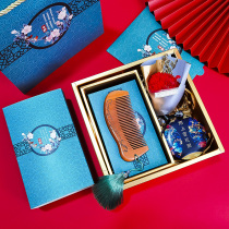 Creative Mothers Day gift to mother teacher practical elder high-end diy handmade wooden comb silk scarf commemorative set