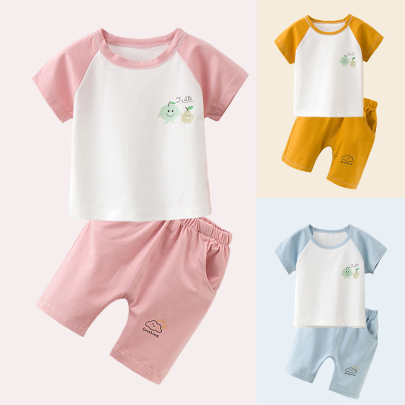 Young children's summer clothing 2020 new children's sports suit for boys and girls summer short sleeve shorts two-piece thin breathable