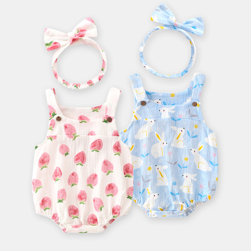 Baby triangle romper summer girl baby sling bag fart clothing net red cotton cute thin section princess toddler summer dress