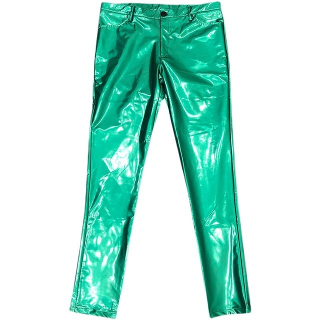 2022 New Mirrored Leather Pants Stretch Tight Sexy Trousers Soft Patent Leather Nightclub Men's DS Performance Bright Pants