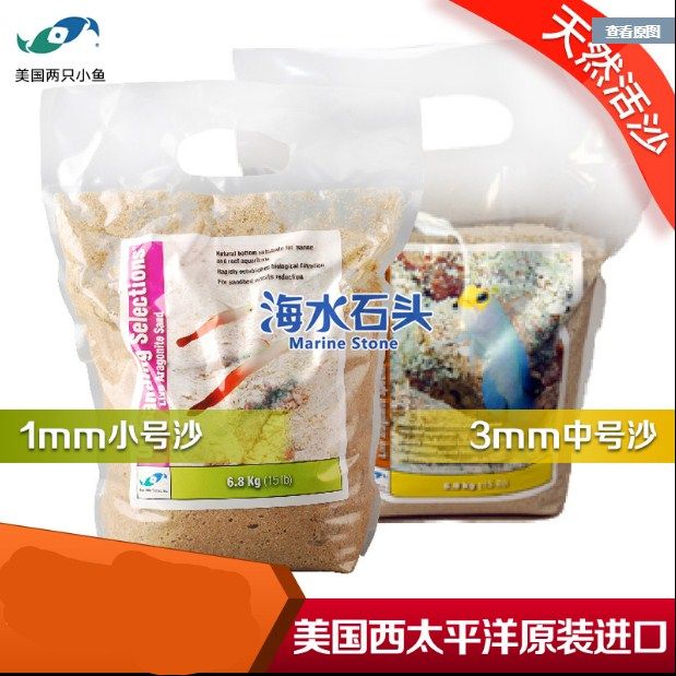 美国两只小鱼活沙底沙底砂海缸铺砂海缸造景砂非圆形颗粒