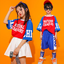 June 1 childrens street dance tide clothing boys handsome hip hop loose short sleeve T-shirt pants suit costume summer