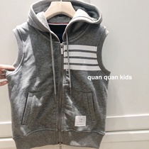 QUANKIDS Childrens blouses male and female childrens temperament handsome waistcoat Machia TB with hat vest zipped shirts