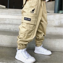 Korean boy pants spring and summer style male and female childrens day family Chaoge kangaroo 100 lap card with its color tightness waist tooling long pants