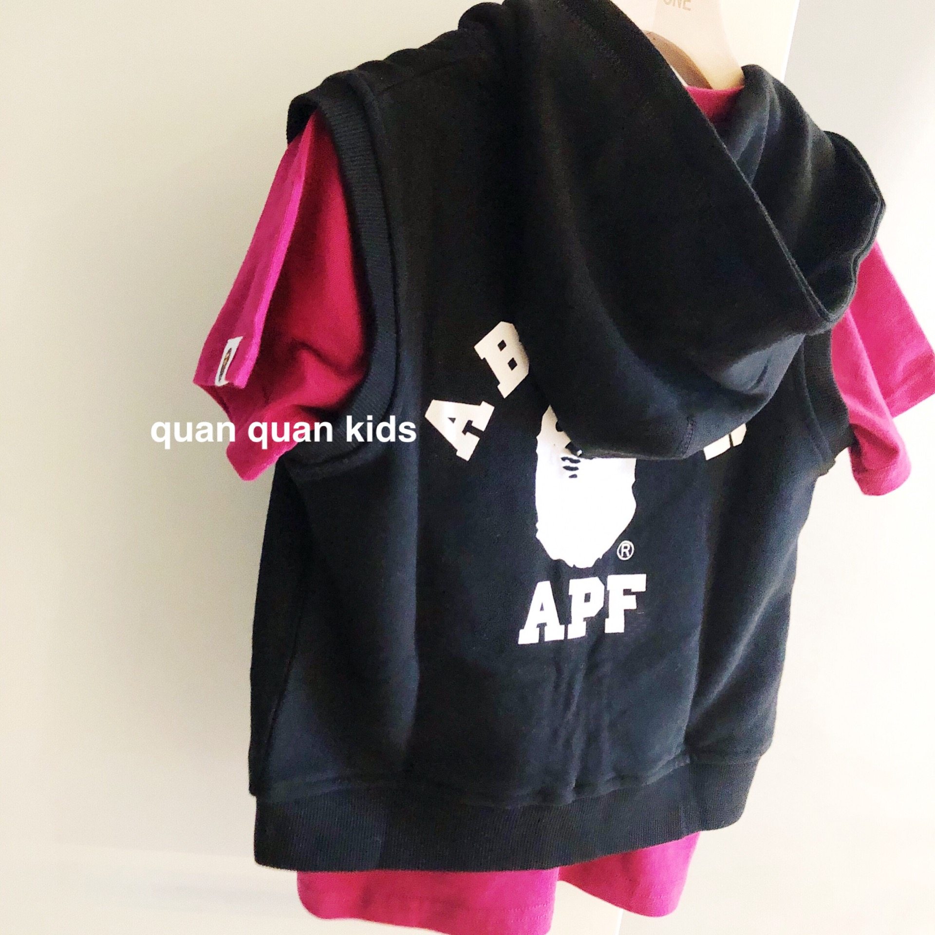QUANKIDS Tide Boy vest Japanese edition of ape head printing pure cotton circle spring and autumn zipper vest hat