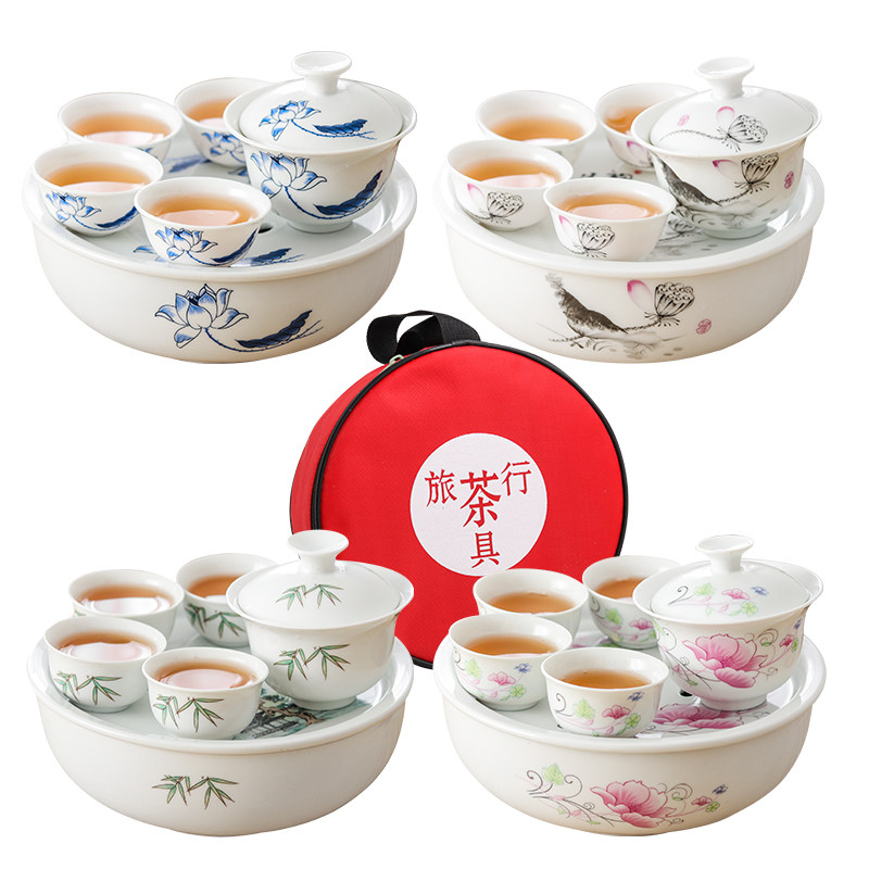 Kung fu teapot cup suite travel portable tea set in-car tourist tea set full set of tea ceramic cup cup cup