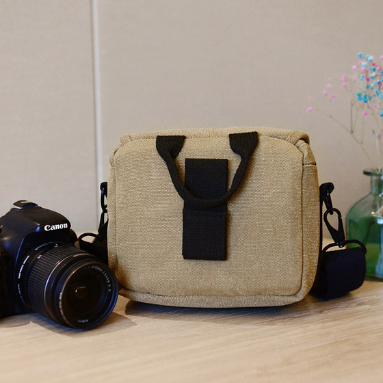 Shoulder crossbody canvas bag suitable for Canon m6 digital camera protective case mirrorless DV telephoto photography camera bag