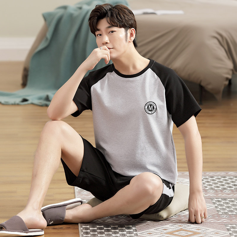 Pajamas Men's Summer Cotton Short Sleeve Shorts Homewear Men's Summer Thin Middle-aged and Elderly Dad Plus Size Suit